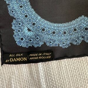 Damon Black and Blue Silk Scarf vintage